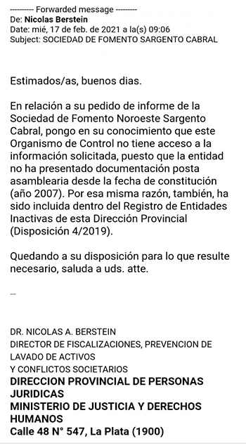dr nicolas berstein respuesta | CañuelasNews