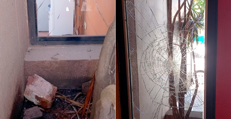 Vidrios rotos en la oficina de Cañuelas Bus