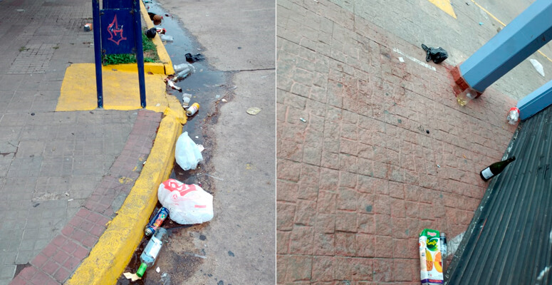 botellas rotas y basura en el centro de la ciudad | CañuelasNews