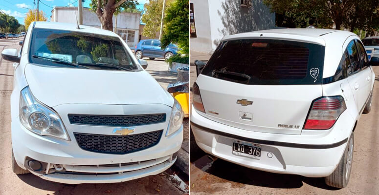 Chevrolet Agile utilizado por el delincuente colombiano tras intento de robo con un inhibidor de señal